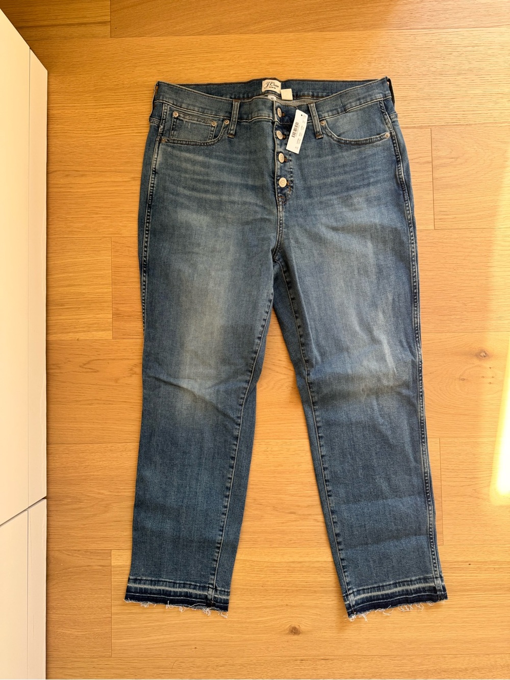 J. Crew Mid-Blue Button-Fly Cropped Jeans